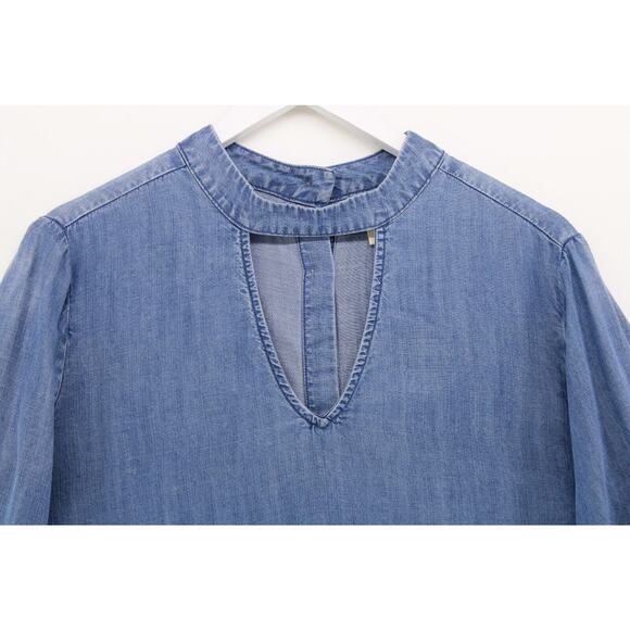 Cloth & Stone Women's Flare Sleeve Chambray Shirt Button Back Blue Sz M - Picture 3 of 8